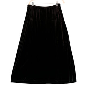 Notations Maxi Skirt Womens 1x Black Stretch Velvet Pull On Soft Girl Romantic